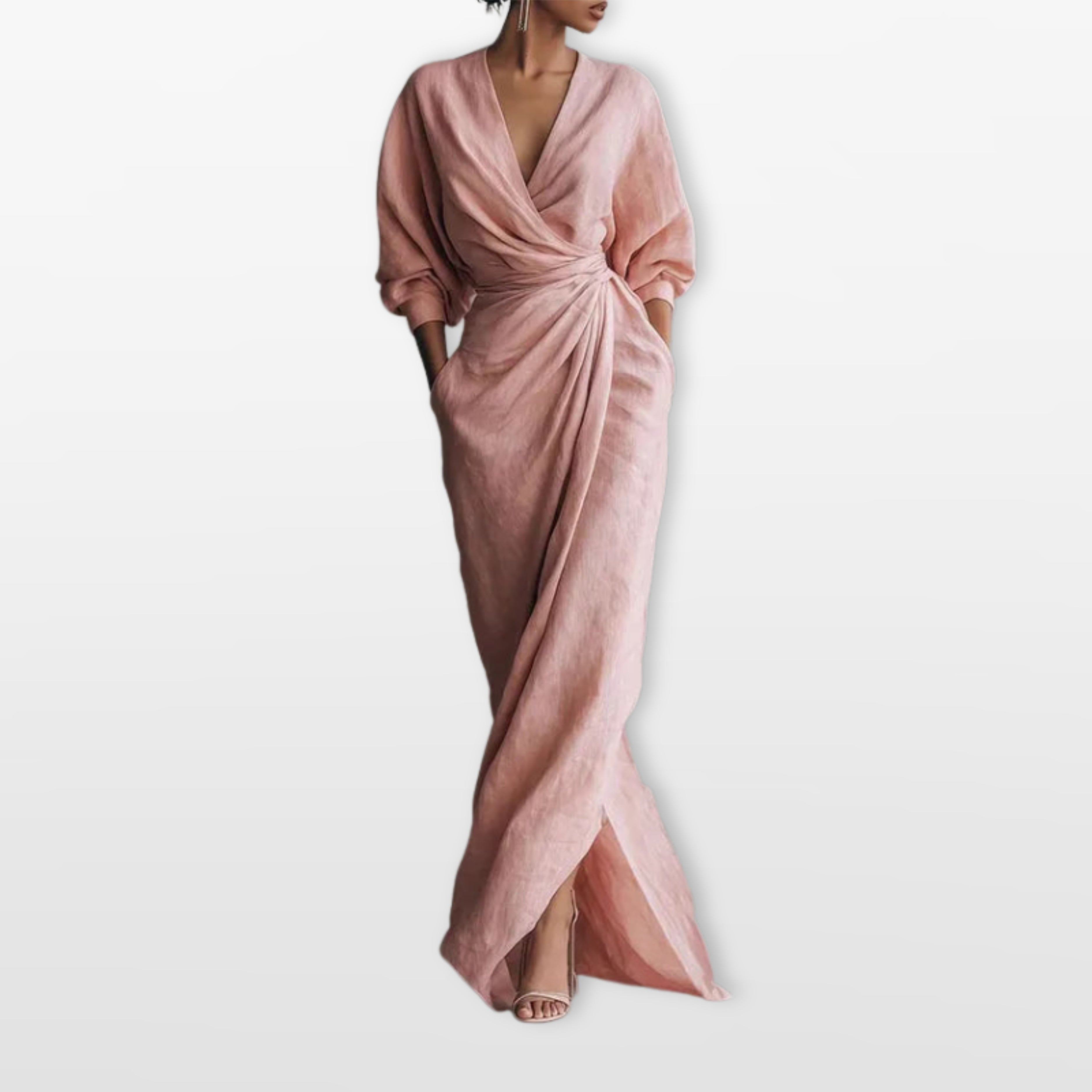 Women’s Wrap Maxi Dress Elegant Draped Fit