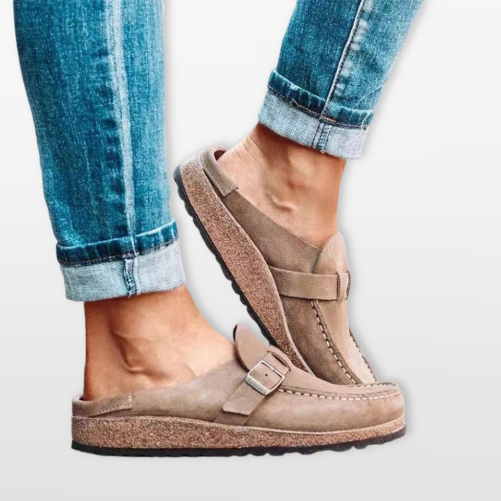 Women Buckle Loafer Mules