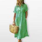 Women Striped Shirt Midi Dress Relaxed Fit