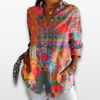 Women Floral Button Blouse Casual Chic Top