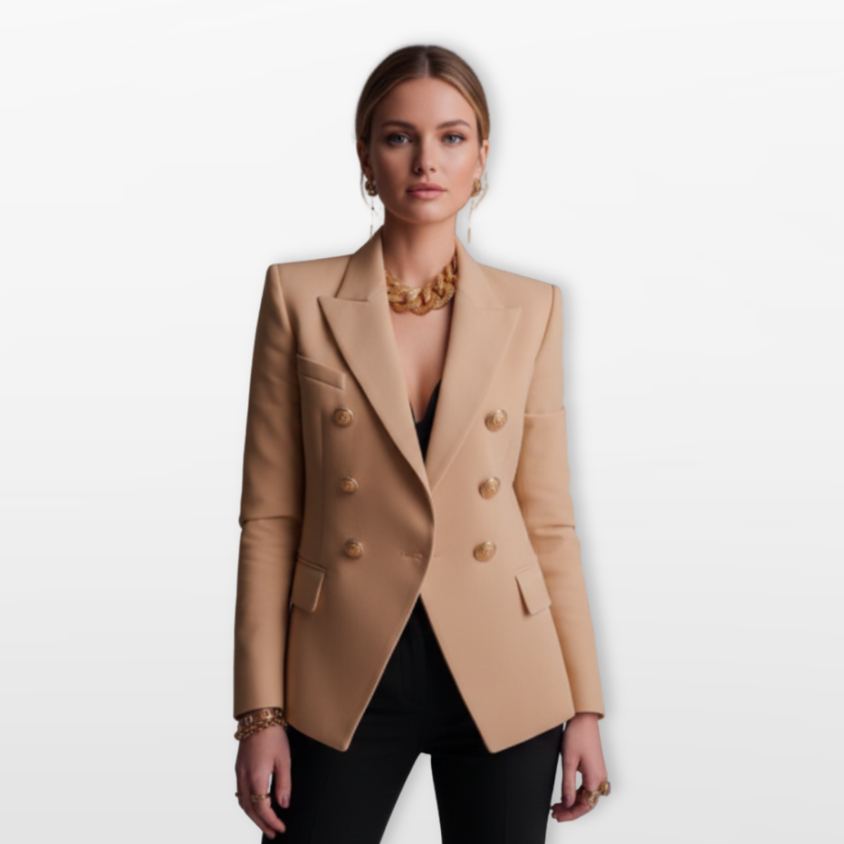 Women Double Breasted Blazer Structured Elegant