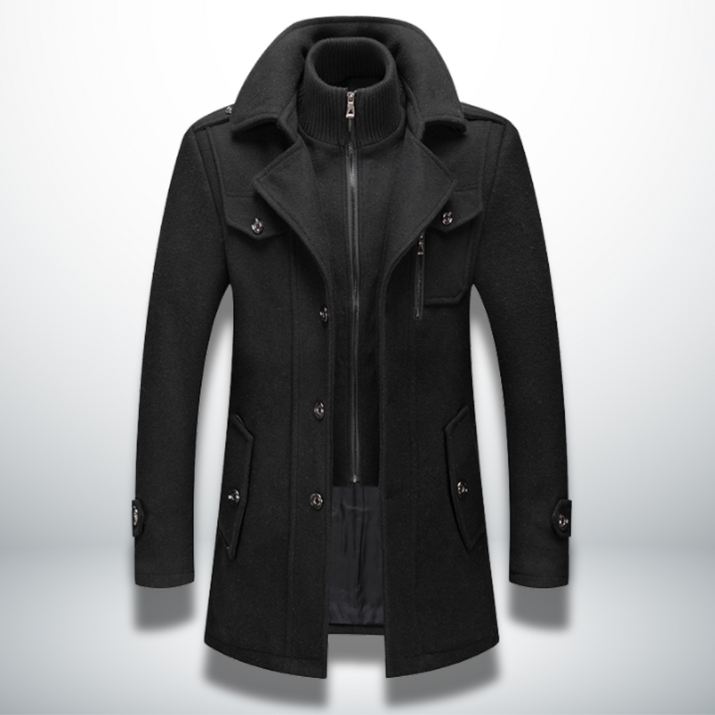 Men’s Layered Stand-Collar Coat
