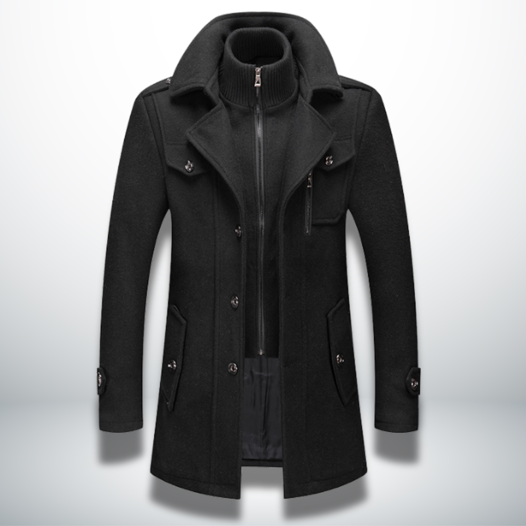 Men’s Layered Stand-Collar Coat