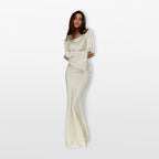 Women’s Satin Maxi Dress Long Sleeve Elegant