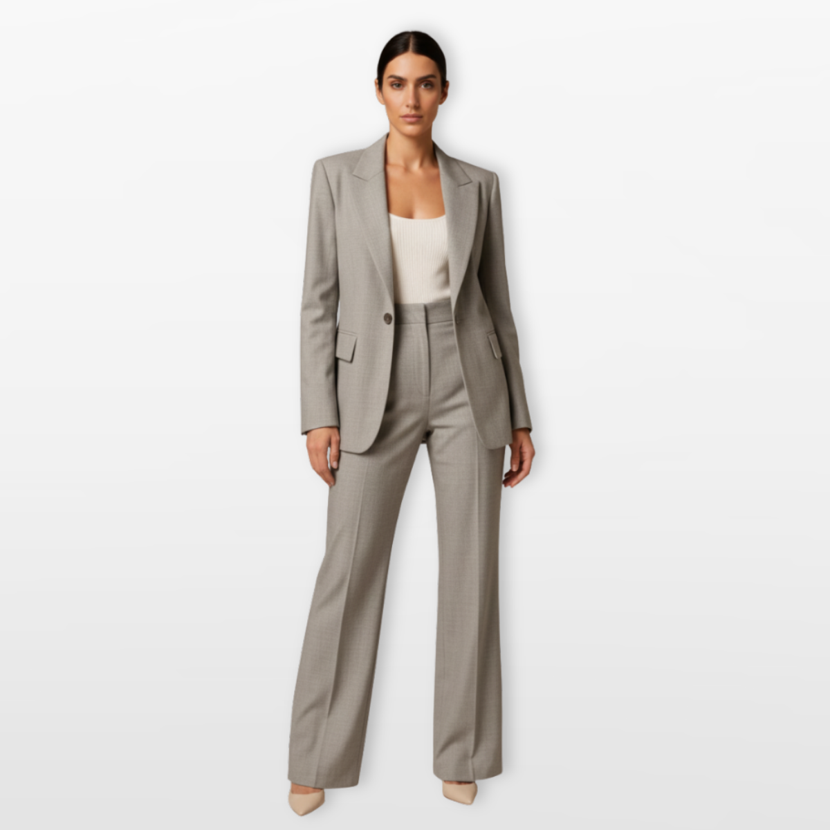 Women Tailored Blazer Pants Suit Elegant