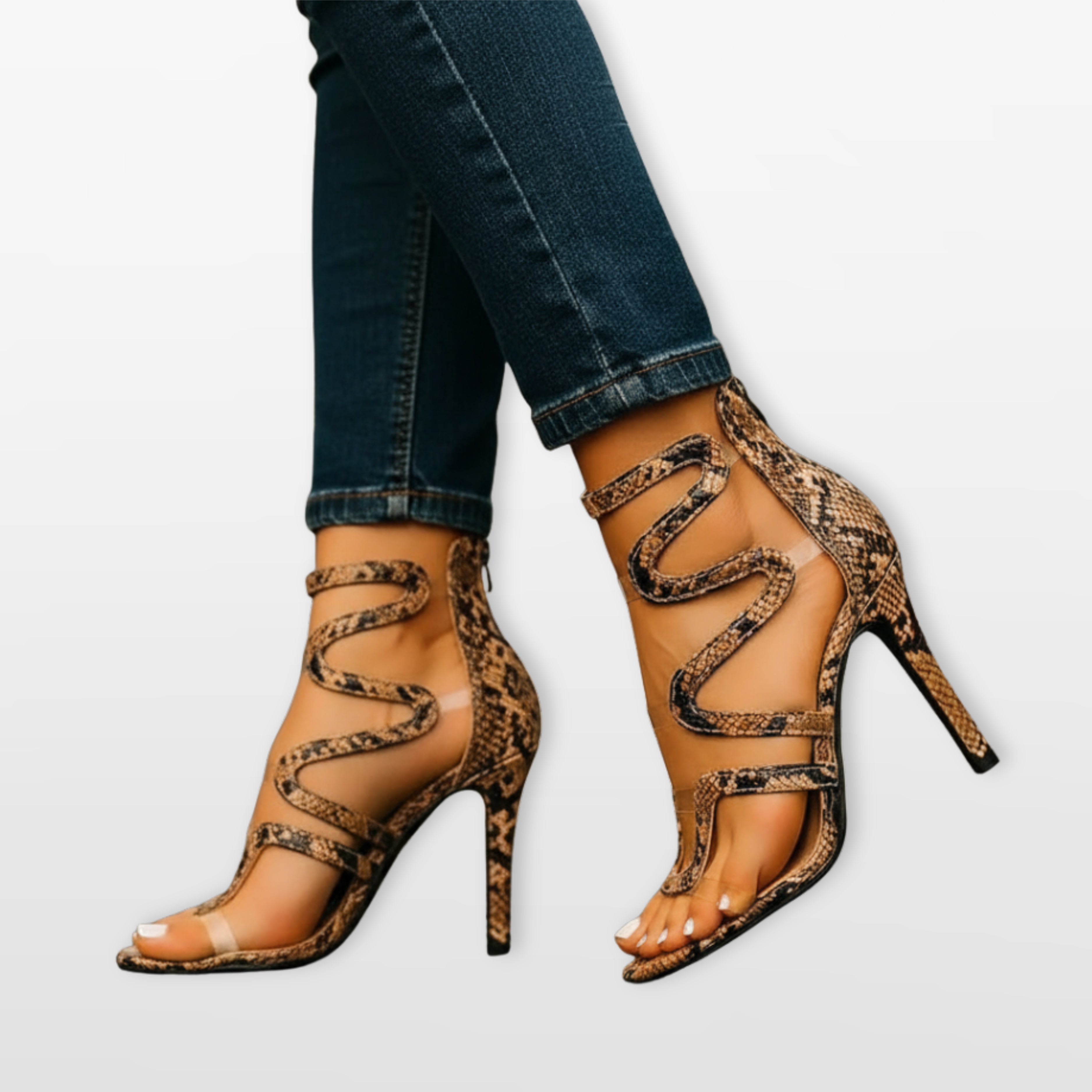 Women’s Strappy High Heel Snake Sandals