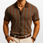 Men’s Striped Button Polo Shirt