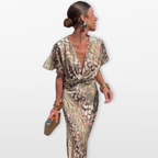Women Twist Front Midi Evening Dress