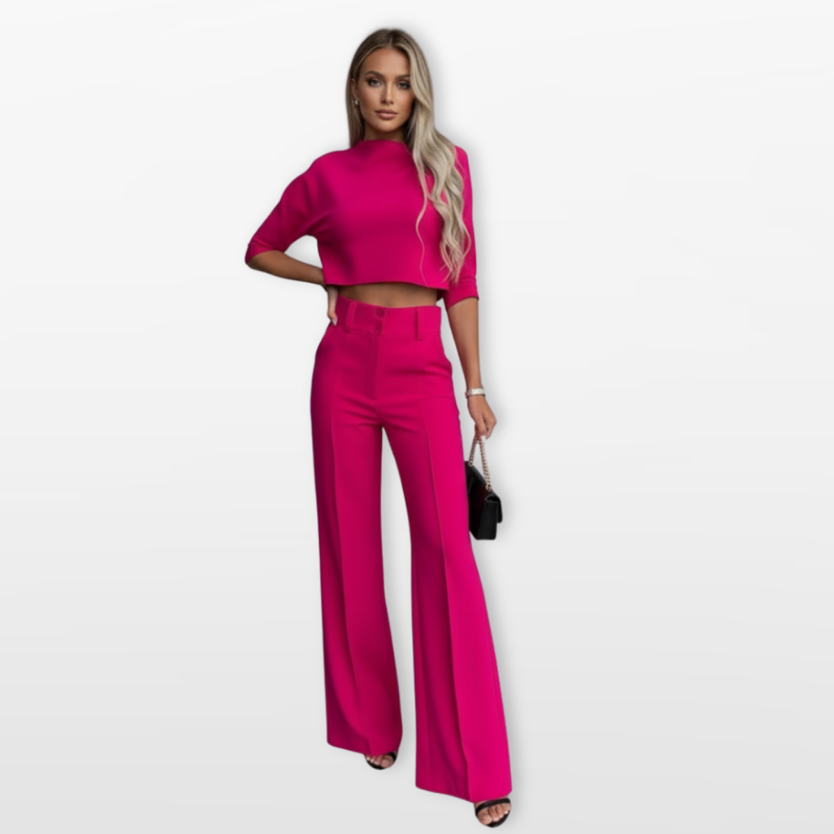 Women Two Piece Set Crop Top Pants