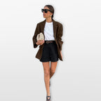 Women’s Suede Blazer Relaxed Tailored Jacket