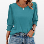 Women’s Long Sleeve Puff Sleeve Blouse Smocked Cuff
