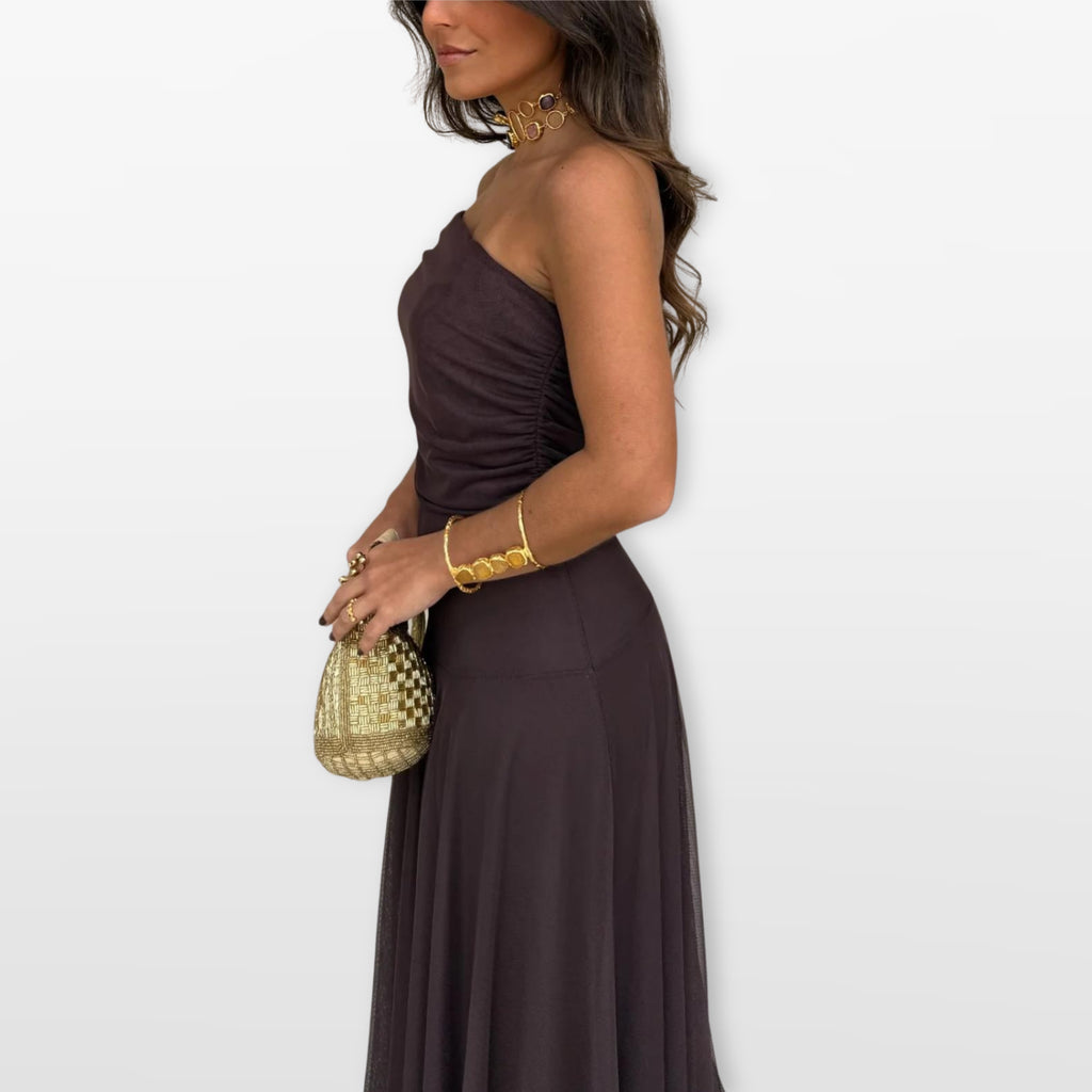 Women’s Off Shoulder Maxi Dress Mesh Elegant