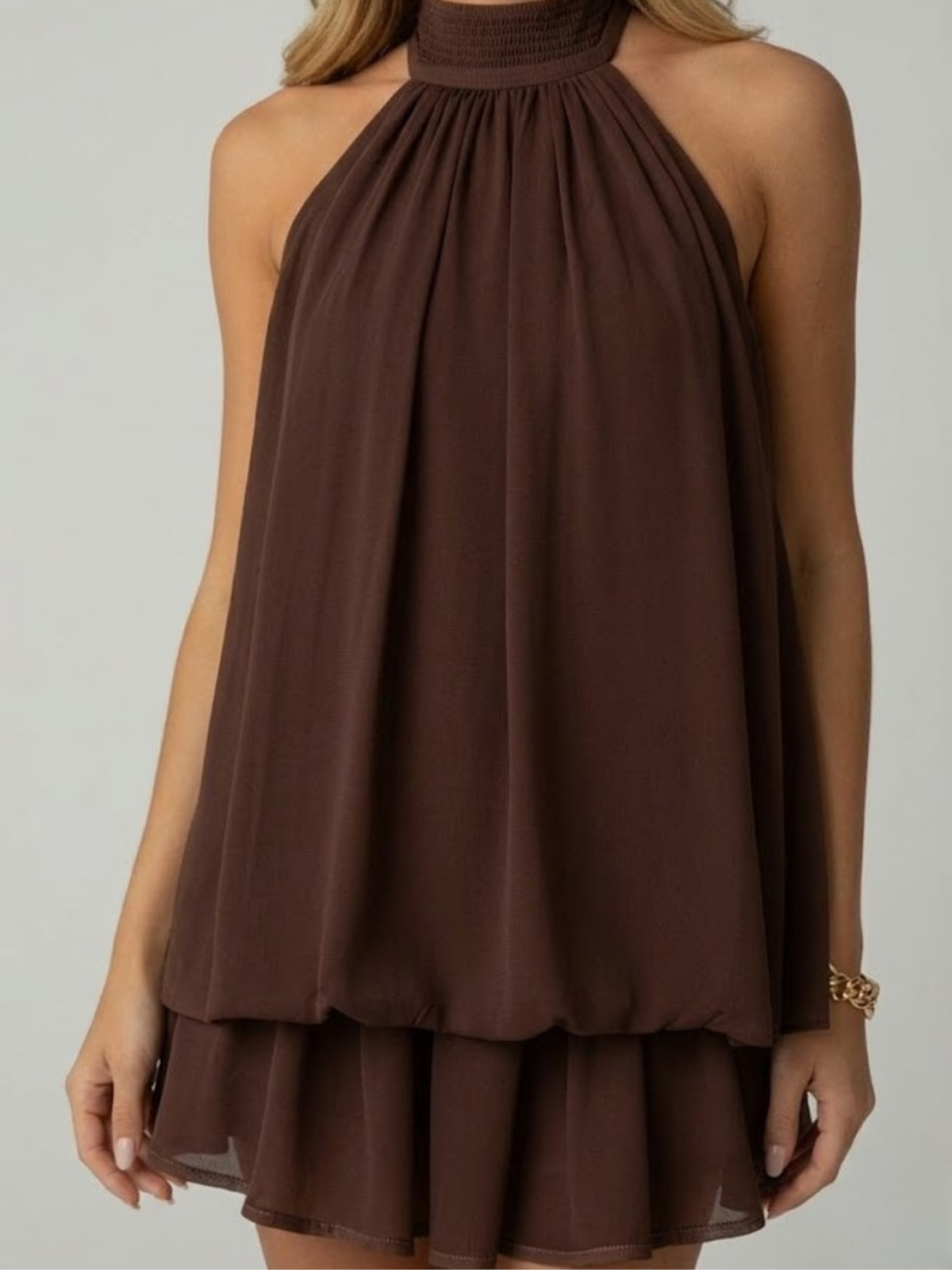 Women’s Flowy Halter Layered Mini Dress