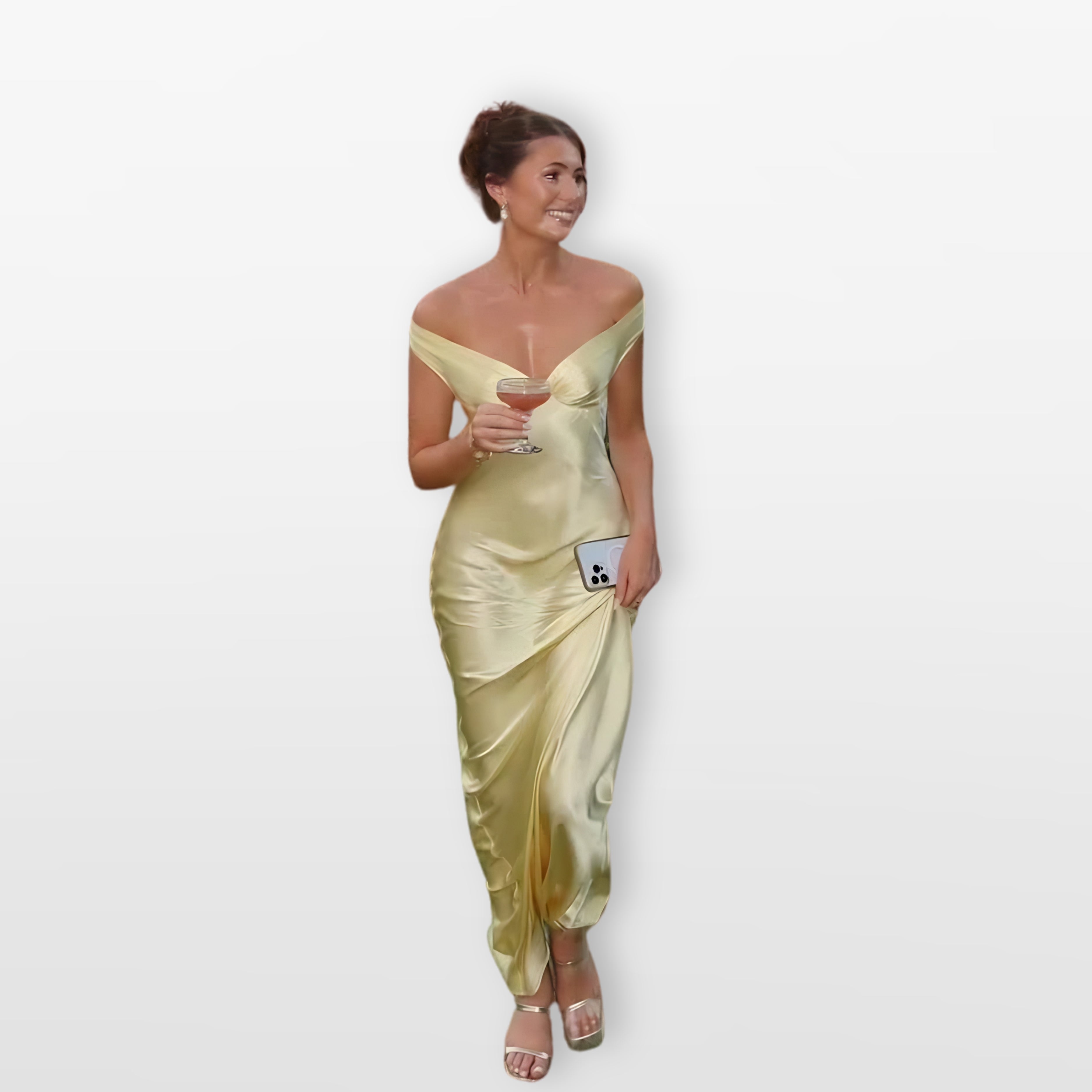 Women’s Satin Maxi Gown Off Shoulder Elegance