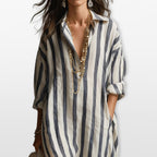 Women’s Striped Maxi Shirt Dress