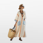 Women Boho Striped Maxi Dress