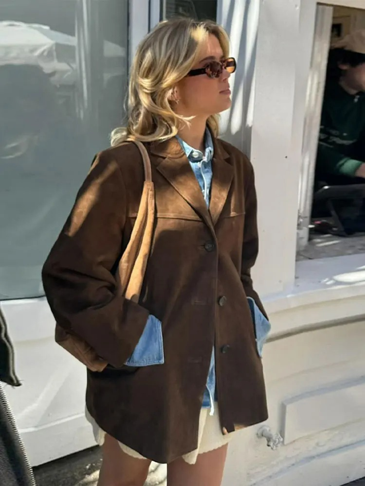 Women's Suede-Look Casual Blazer