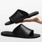 Men Leather Slide Sandals Minimal Summer