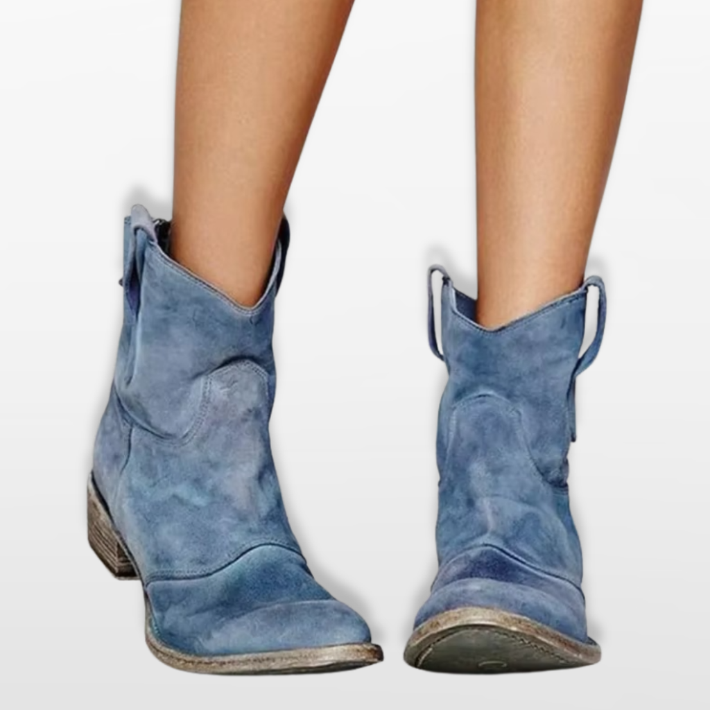 Women Western Ankle Boots Block Heel