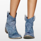 Women Western Ankle Boots Block Heel
