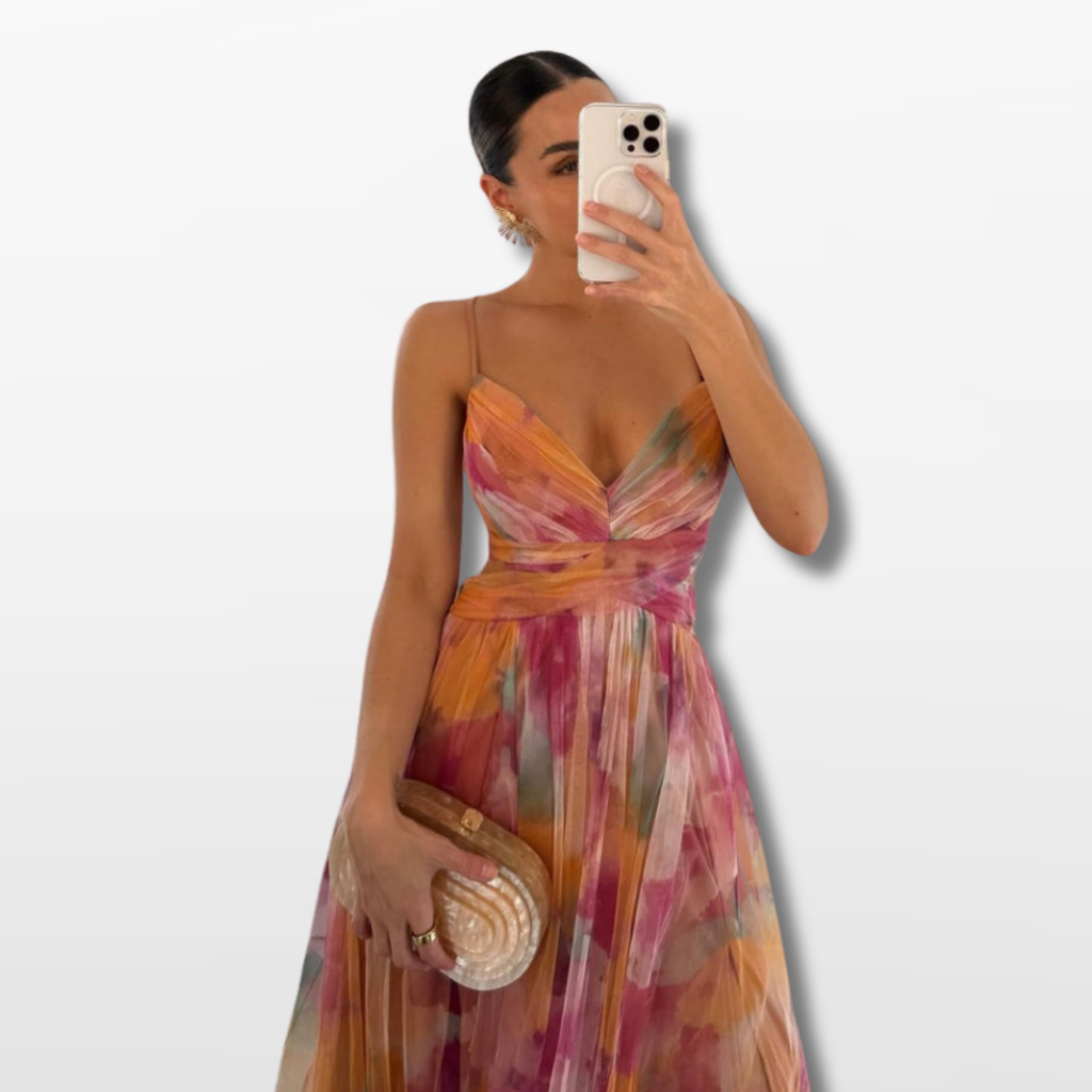 Women Pleated Maxi Dress Elegant Flow