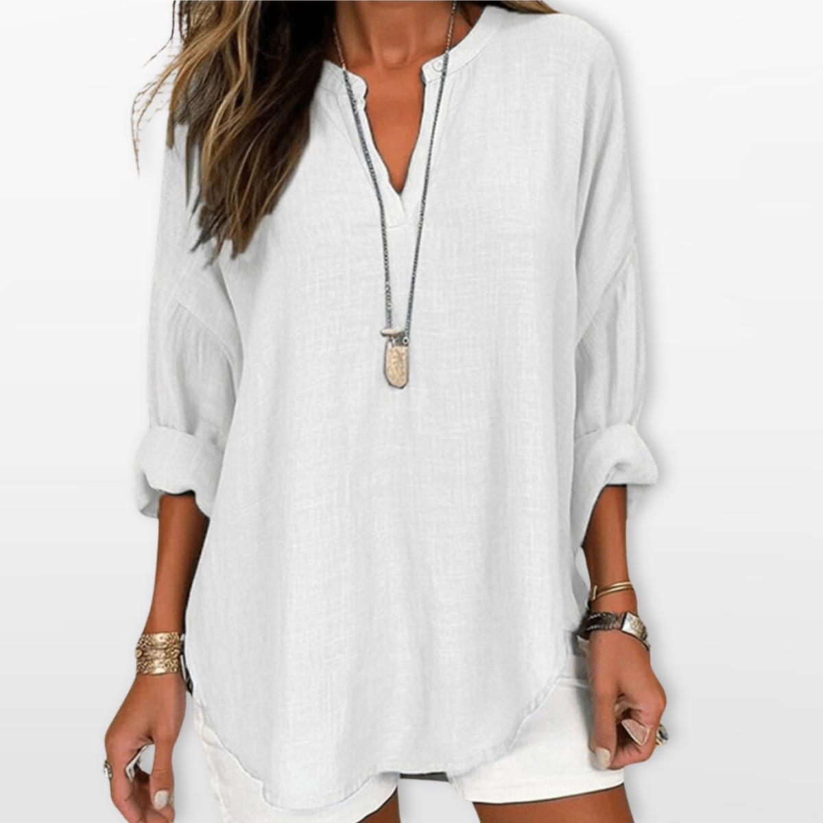Women V Neck Casual Loose Blouse