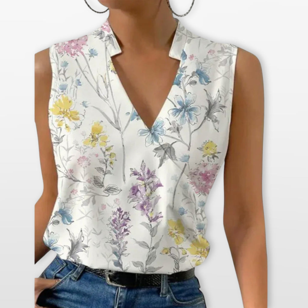 Women’s Sleeveless V Neck Blouse Wrap Front