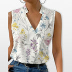 Women’s Sleeveless V Neck Blouse Wrap Front