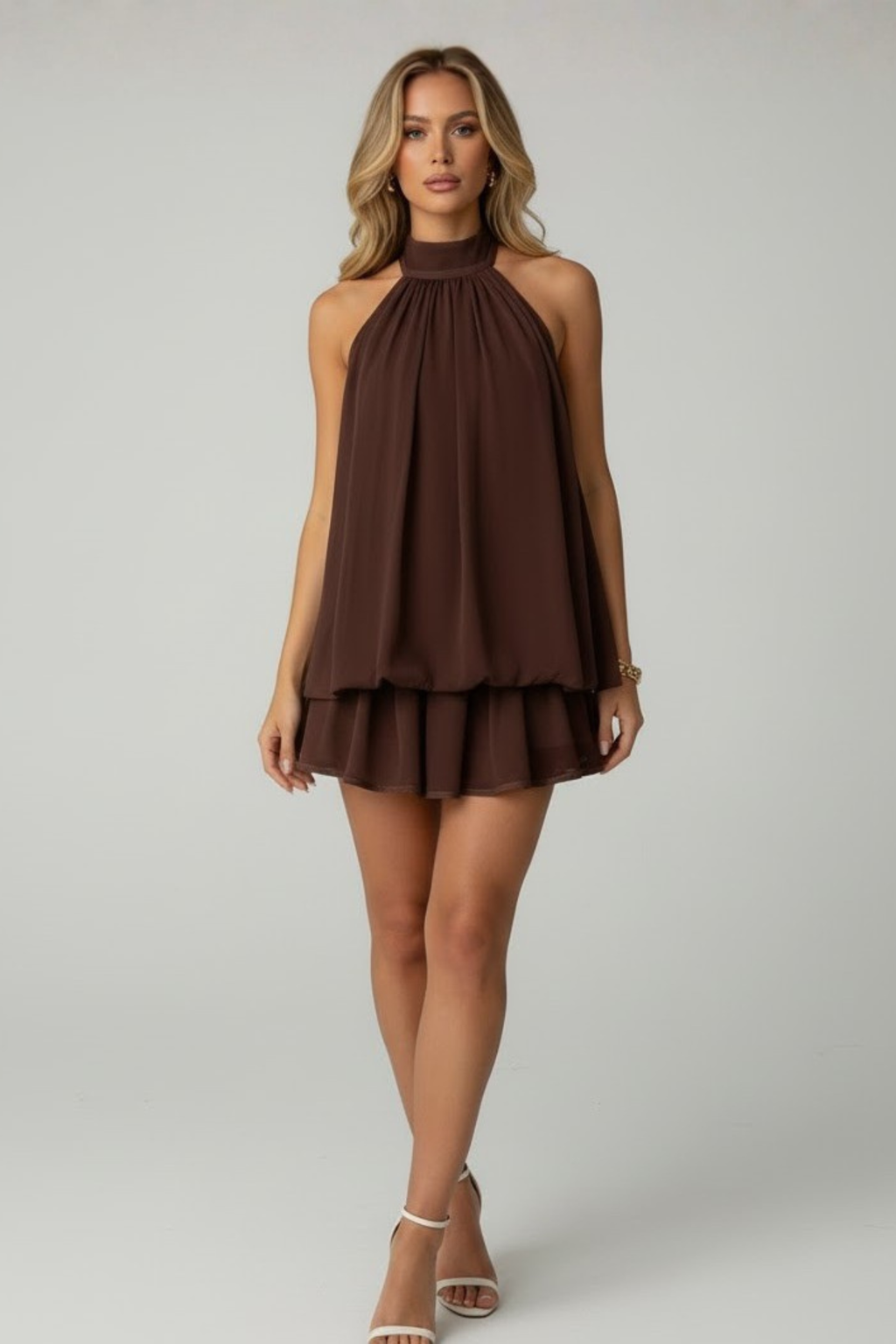 Women’s Flowy Halter Layered Mini Dress