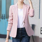 Women’s Tailored Plaid Single-Button Blazer