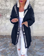 Women's Hooded Longline Jacket with Drawstring Waist