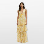 Women’s Floral Maxi Dress Backless Tiered Flowing