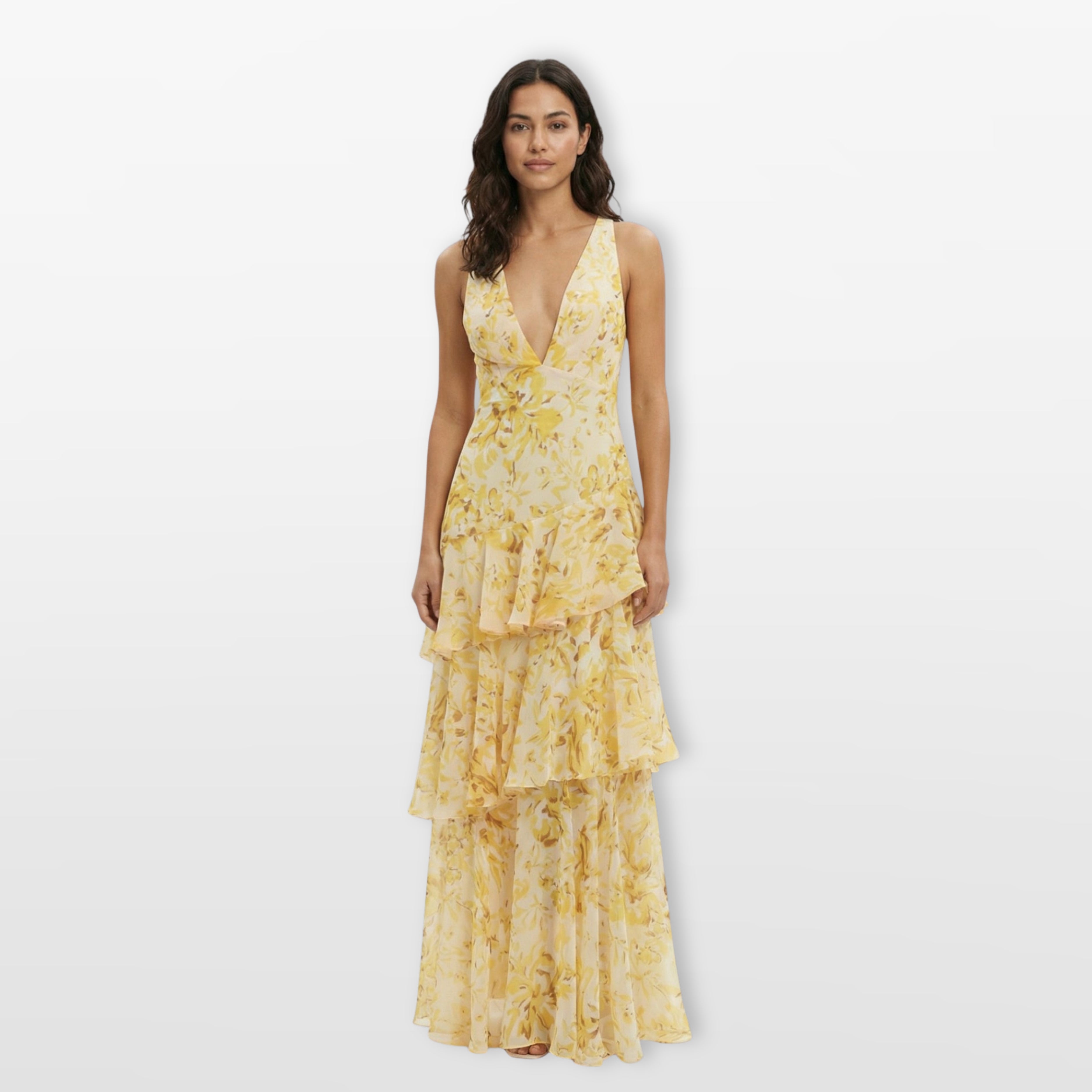 Women’s Floral Maxi Dress Backless Tiered Flowing