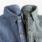 Men Striped Denim Button Up Shirt