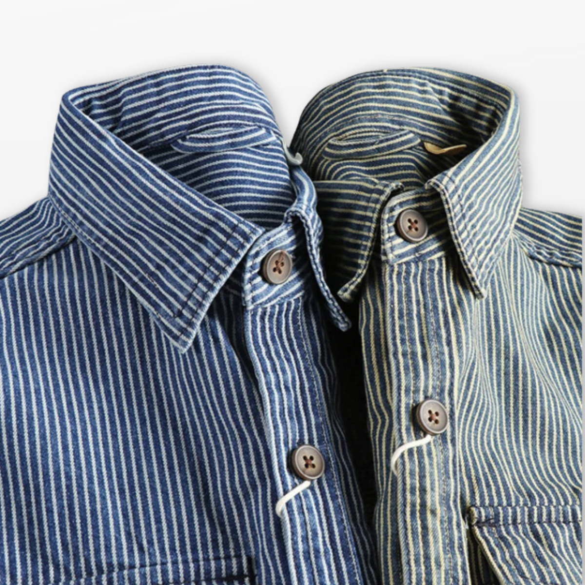 Men Striped Denim Button Up Shirt