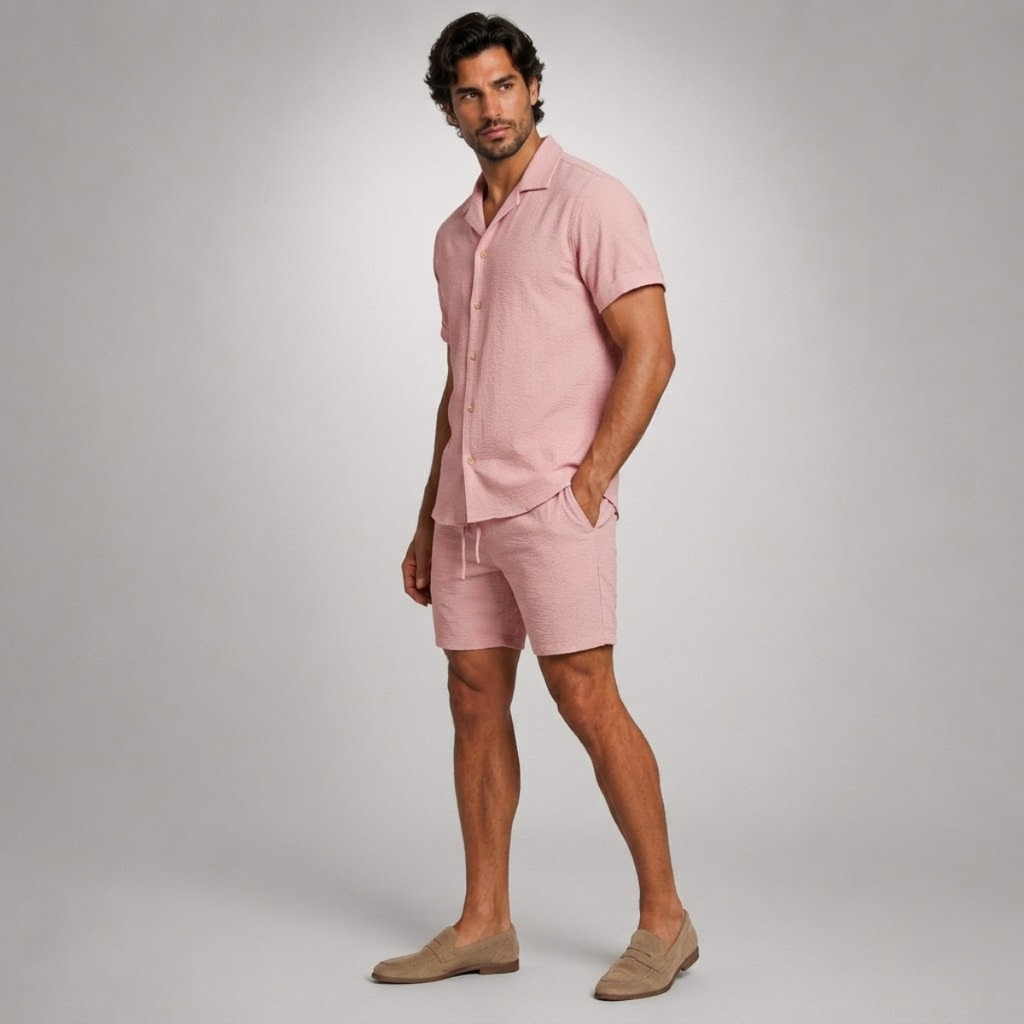Men’s Short-Sleeve Shirt and Shorts Set