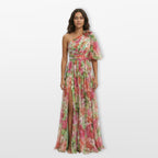 Women’s One Shoulder Floral Maxi Dress Slit