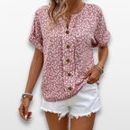 Women Floral Button Blouse Casual Summer Top