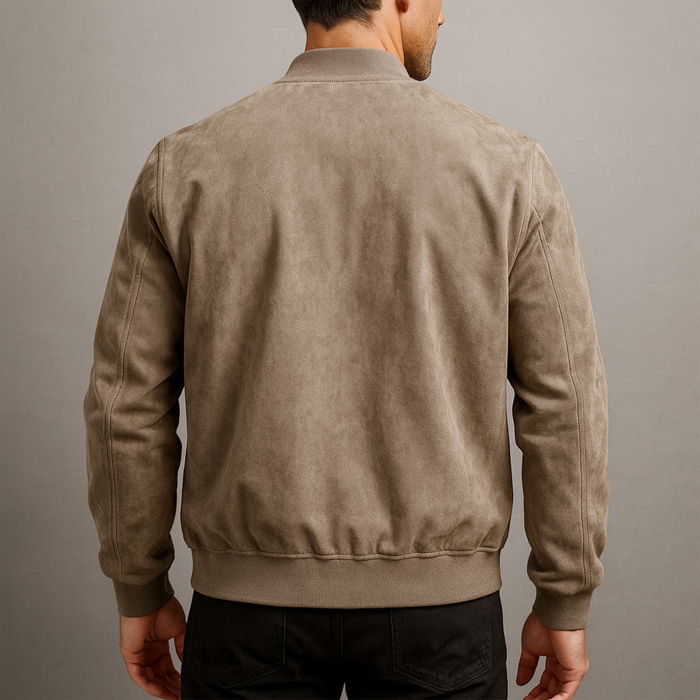 Men's Classic Suede Bomber Jacket
