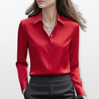 Women’s Satin Blouse Elegant Button Shirt