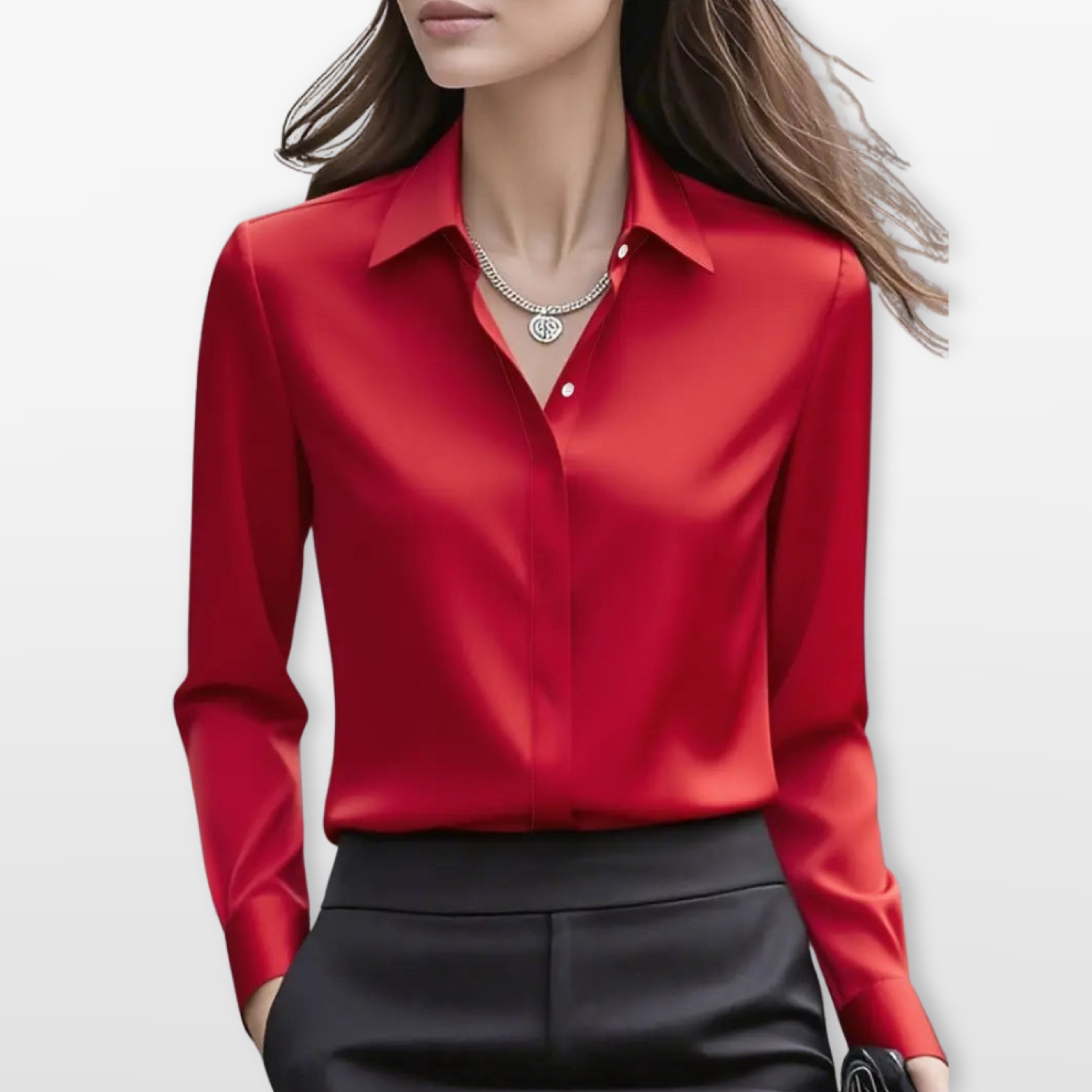 Women’s Satin Blouse Elegant Button Shirt
