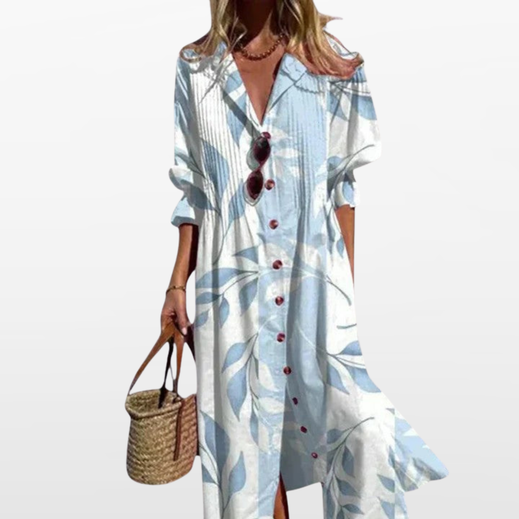 Women Floral Button Down Midi Dress