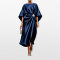 Women Draped Satin Midi Dress