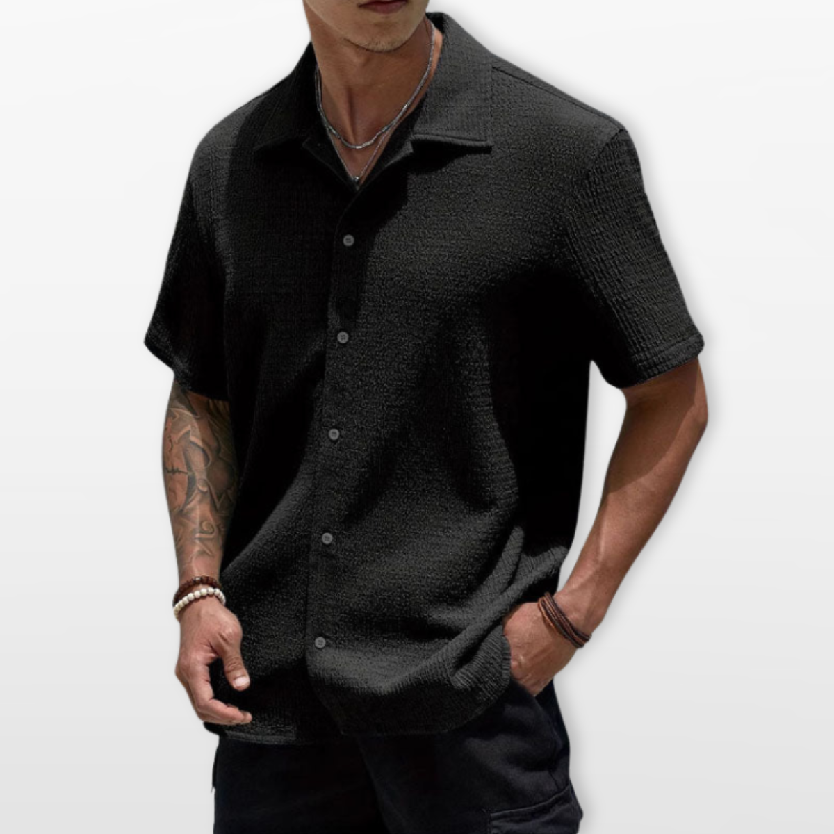 Men Textured Short Sleeve Casual Shirt