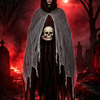Halloween Hooded Ghost Costume with Tattered Cape