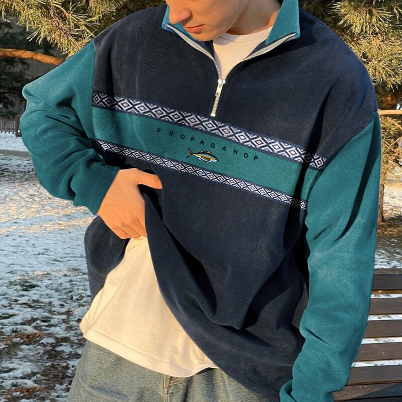 Men’s Quarter Zip Patterned Pullover