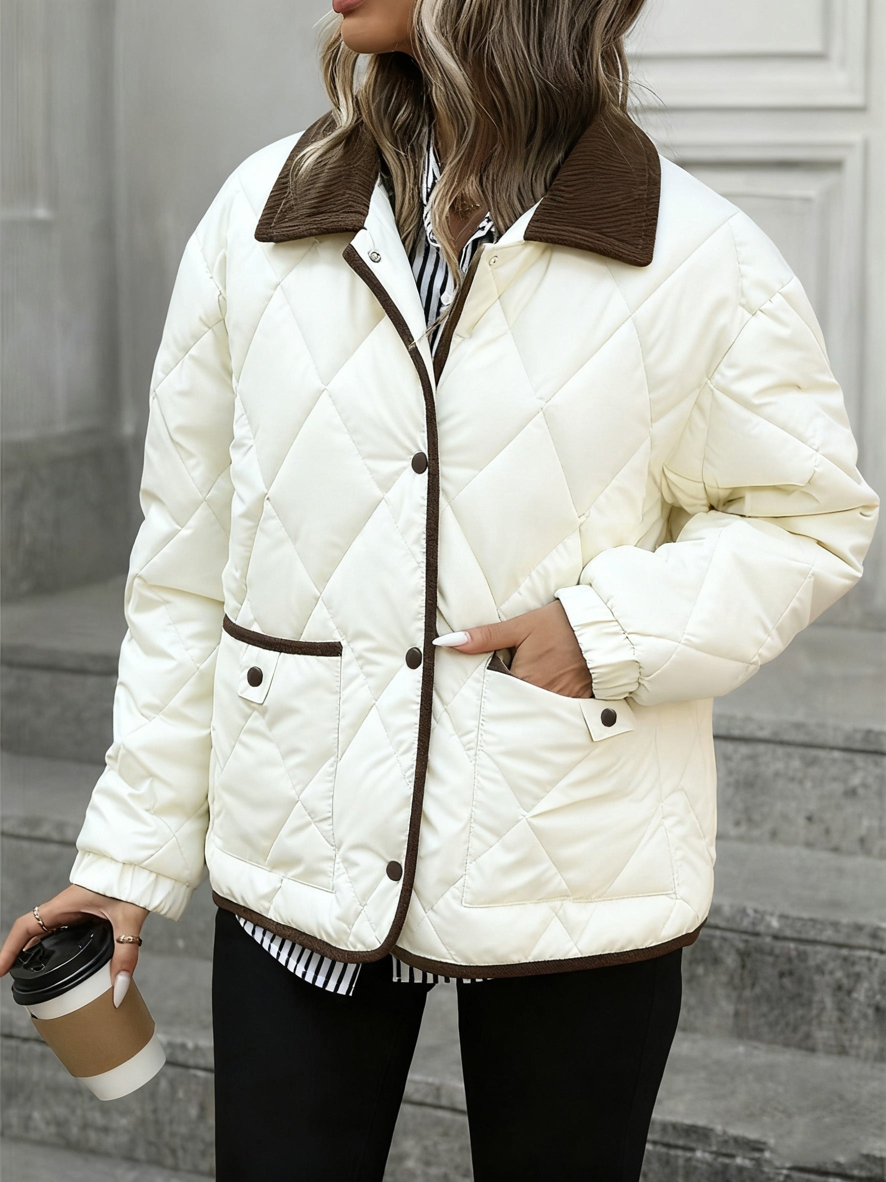 Women’s Quilted Jacket with Contrast Collar