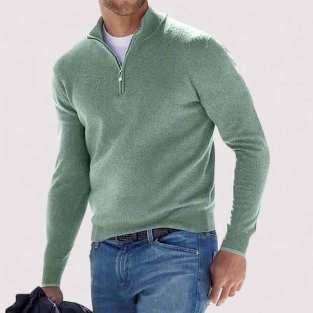 Men’s Quarter-Zip Sweater with Stand Collar