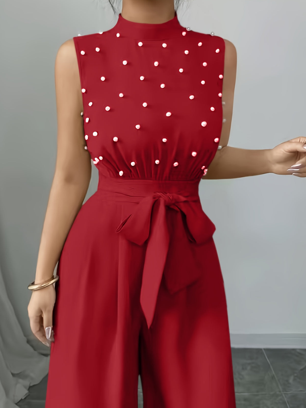Women's Wide Leg Jumpsuit with Embellished Bodice