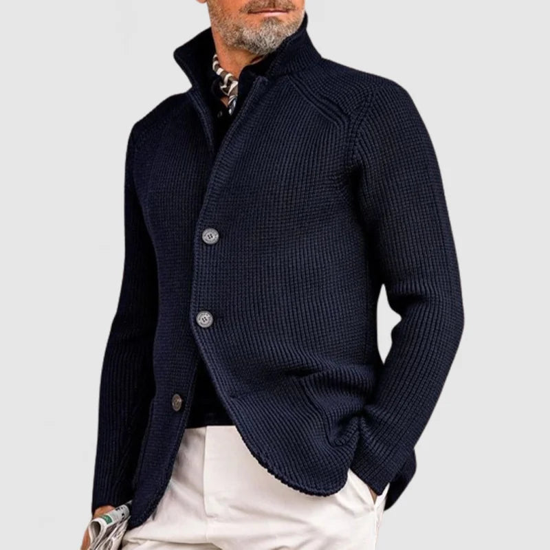 Men’s Stand-Collar Button-Front Cardigan